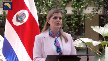 La presidenta pidió retirar las mociones sobre las medidas contra la minería ilegal en Crucitas y reclamó soluciones inmediatas al Congreso. (Cortesía: Presidencia de la República de Costa Rica)