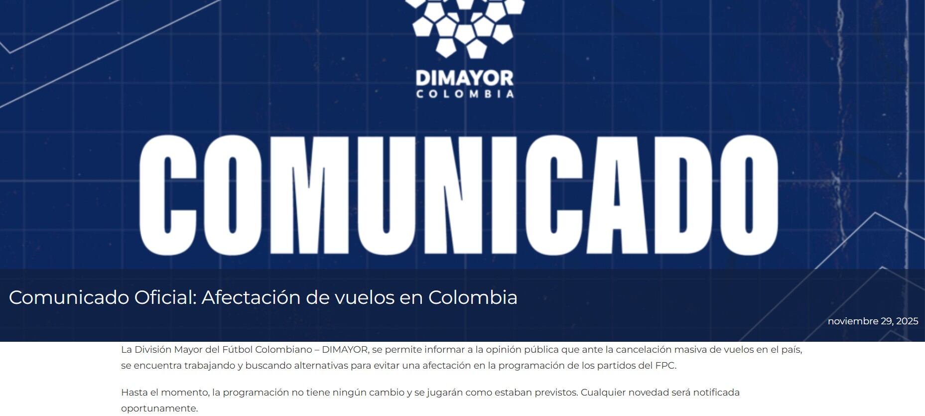 Hay preocupación porque algunos partidos se reprogramen por la cancelación de vuelos en Colombia - crédito Dimayor