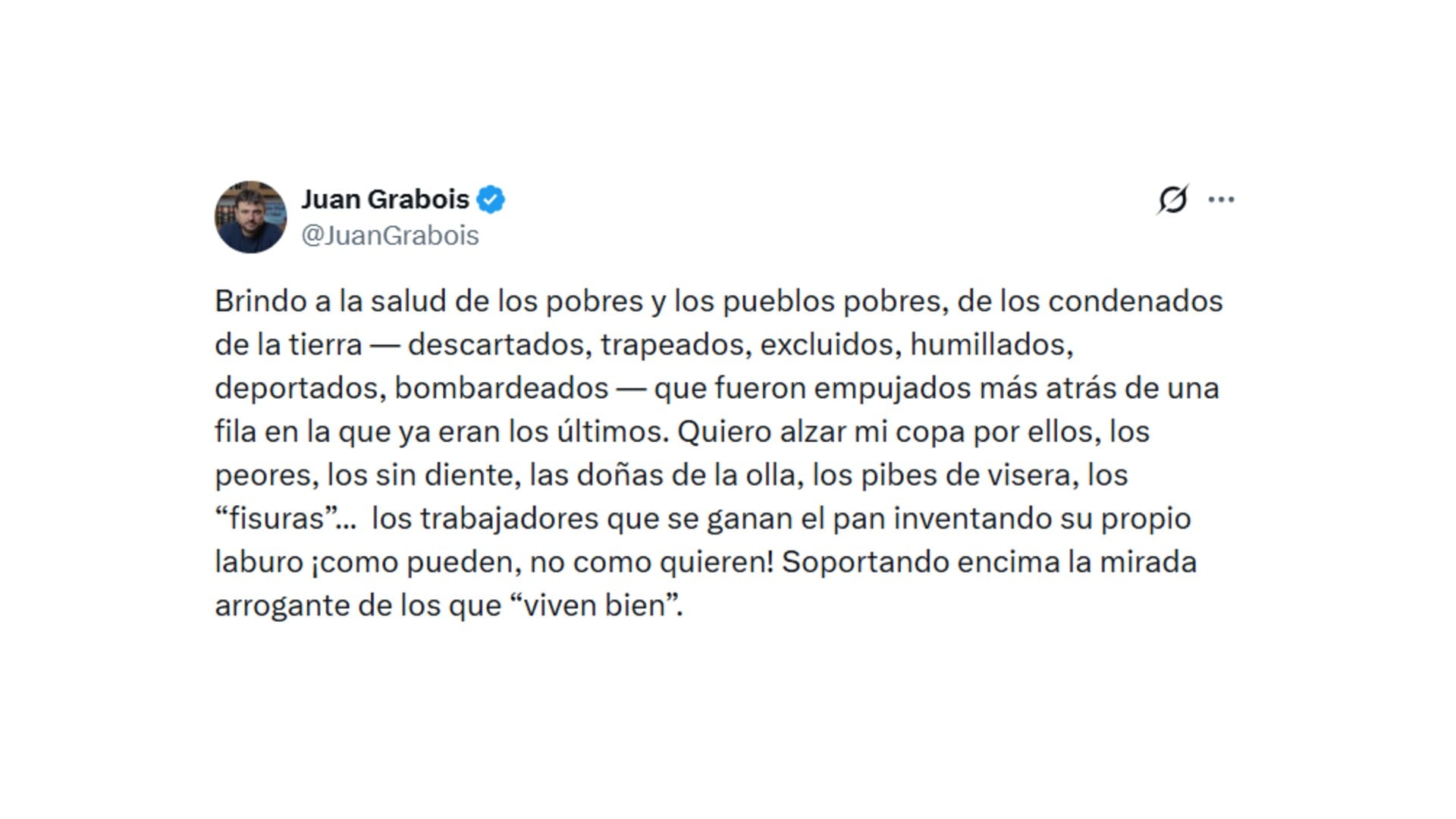 La primera parte del texto publicado por Juan Grabois