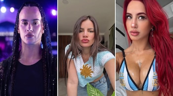Collage con tres retratos de mujeres: la primera con atuendo oscuro y trenzas, la segunda con blusa de ganchillo y un sol, la tercera con bikini de bandera argentina.