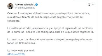 Paloma Valencia no tardó en