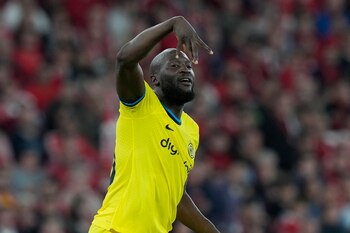 Romelu Lukaku, del Inter, festeja