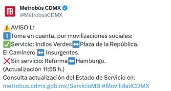 Avance en tiempo real de las diversas líneas de la red de transporte público capitalino.
