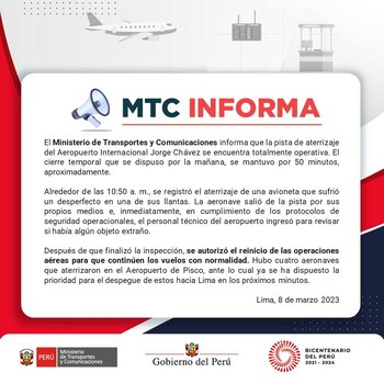 Comunicado del MTC