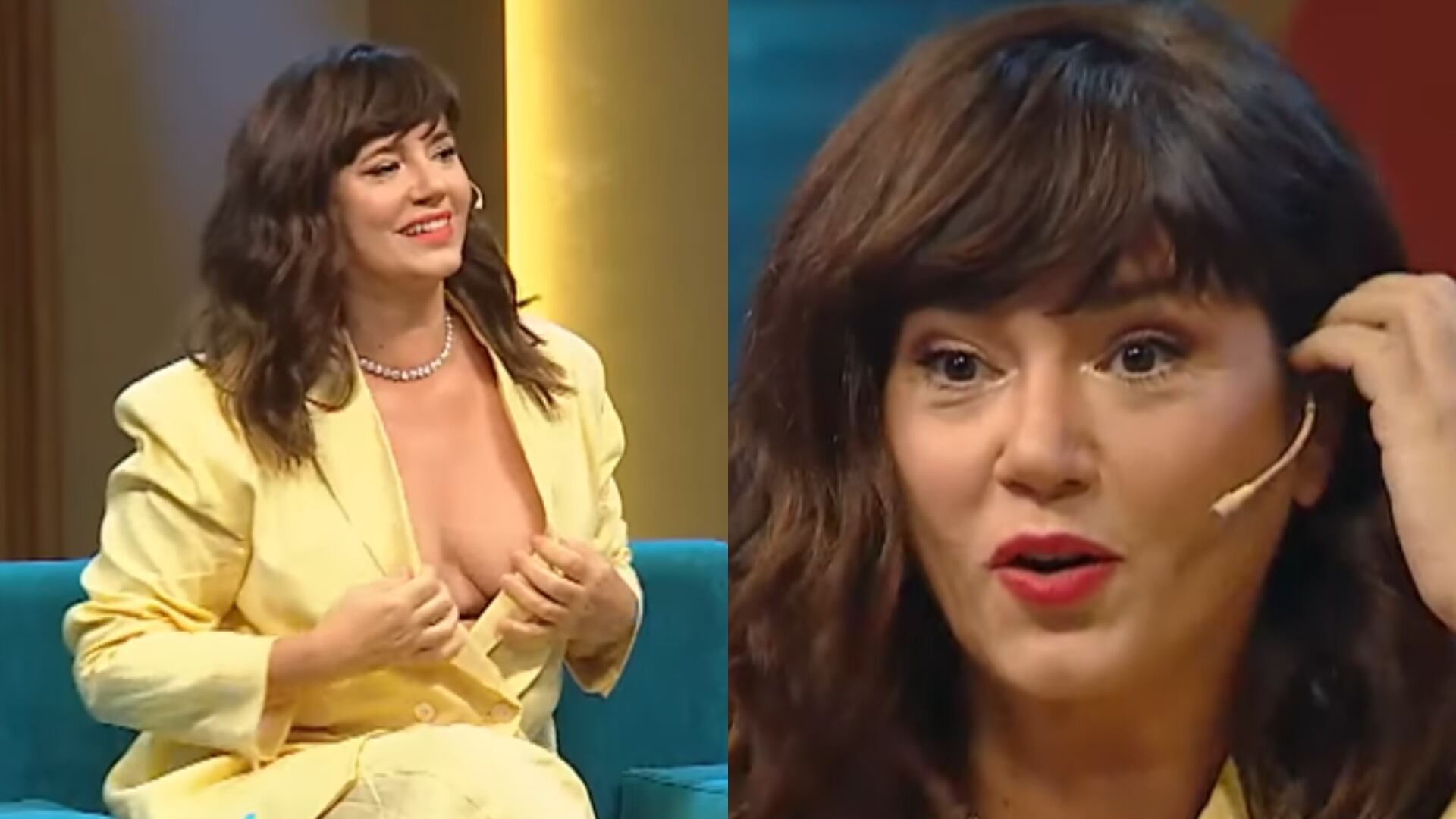 Griselda Siciliani se tomó con humor el escote en el su look para el programa