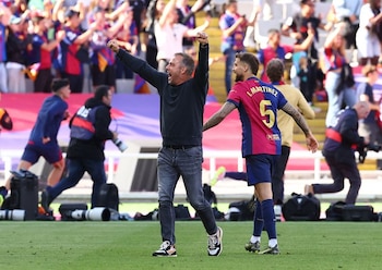 Hansi Flick celebra la victoria