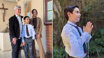 Lourdes Sánchez y el Chato Prada festejaron la Primera Comunión de Valentín: "Te amamos hijo querido"