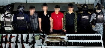 Los cuatro detenidos en el operativo donde fue abatido El Texas o El 01. (X/@foro_militar)
