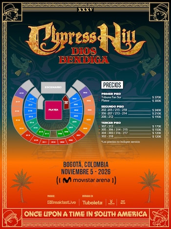 La boletería general para el concierto de Cypress Hill estará disponible a partir del 12 de junio en TuBoleta - crédito cortesía Breakfast Live