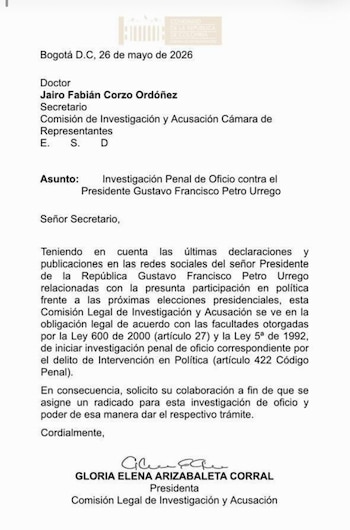 Comisión de Acusaciones - crédito suministrada