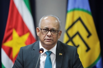 El ministro de Relaciones Exteriores de Surinam, Albert Ramdin, ofrece una rueda de prensa tras ser elegido secretario general de la Organización de los Estados Americanos (OEA), en el Ministerio de Relaciones Exteriores en Paramaribo, Surinam, el 17 de marzo de 2025
REUTERS/Ranu Abhelakh