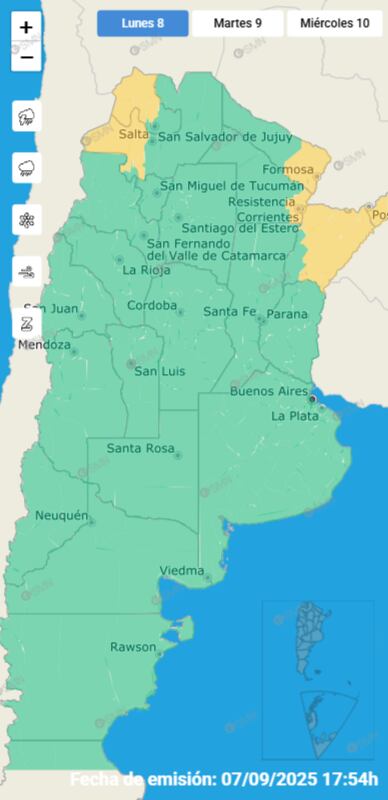 El SMN anticipó algunas alertas para el interior del país (Foto: SMN)