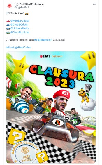 Publicación de la Liga de Fútbol Profesional para graficar la pelea por el Torneo Clausura 2023.