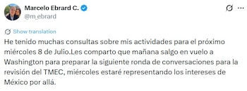 Mensaje de Marcelo Ebrard.