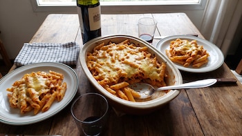 Receta de mostacholes gratinados, rápida y fácil