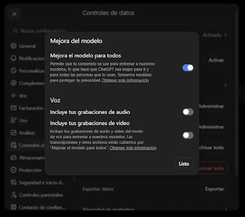 ChatGPT tiene una opción para que tus conversaciones no sean utilizadas para mejorar su modelo de IA.