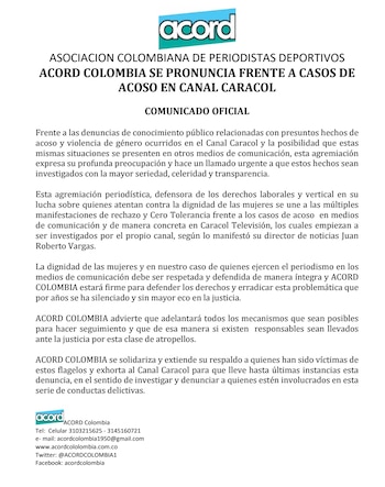 Acord Colombia sobre denuncias de acoso sexual en Colombia - @ACORDCOLOMBIA1/X