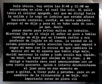 El relato de la víctima preocupa a los usuarios de estos servicios - crédito Valentina Ortiz / TikTok