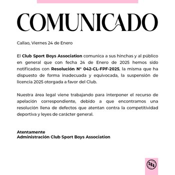 Comunicado del Sport Boys tras