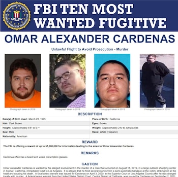 El criminal venezolano Omar Alexander Cárdenas es el único de la lista al que el FBI lo busca en concreto por un homicidio - crédito FBI / sitio web