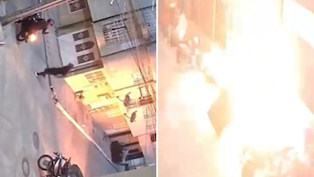 Hombres en motocicleta prendieron fuego