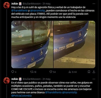 El pasajero indicó que las