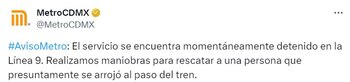 Anuncio del estado de las diversas líneas del subterráneo en tiempo real.