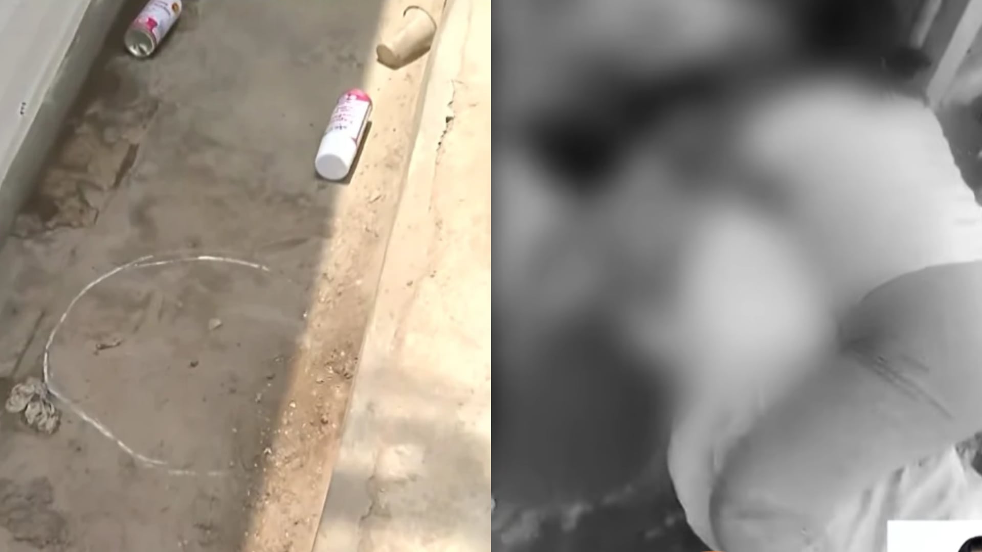 El exterior del inmueble en Jicamarca presenta indicios periciales tras el tiroteo que provocó la muerte del expolicía Jordan Dolorier y otra persona. (Composición: Infobae Perú / Latina Noticias)