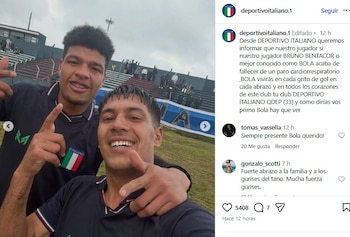 La publicación del Deportivo Italiano de Uruguay sobre Bruno Betancor
