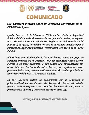 SSP Guerrero informó sobre riña