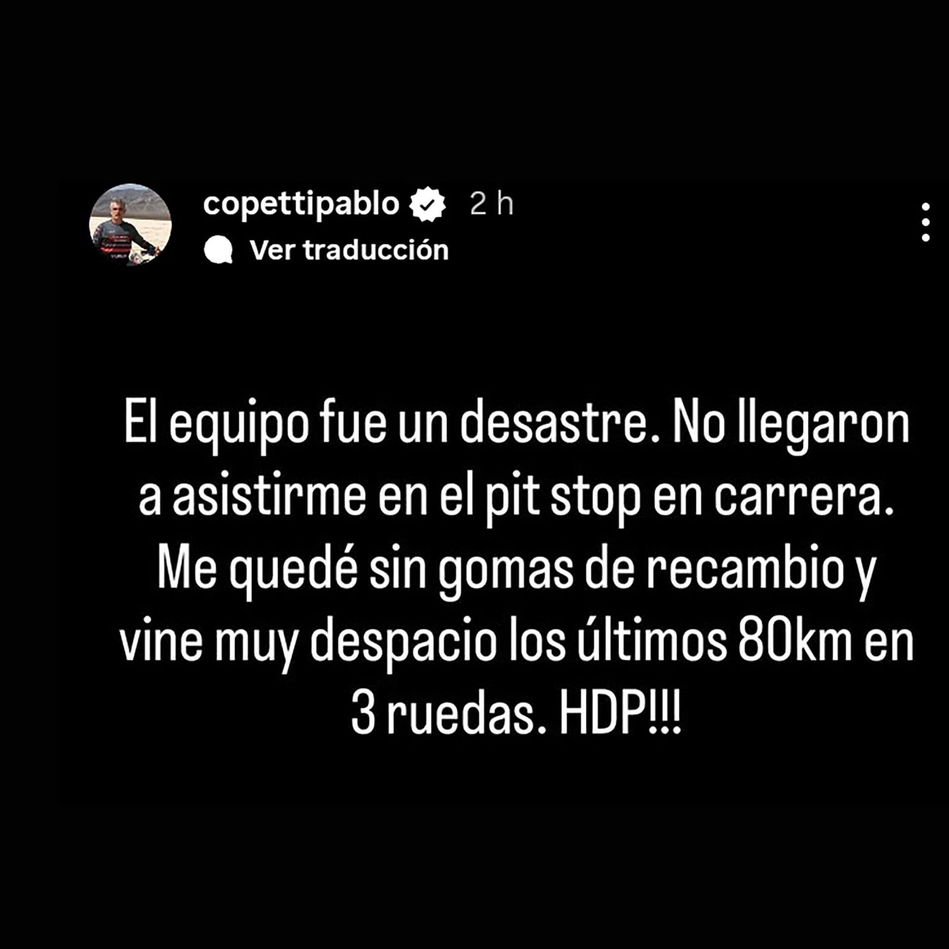 El posteo de Copetti contra su equipo