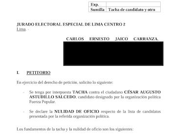 Tacha contra lista de Fuerza