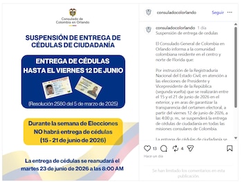 Los consulados colombianos adaptaron su funcionamiento para garantizar el derecho al voto de quienes residen fuera del país durante las elecciones presidenciales de 2026 - crédito Consulado de Colombia en Orlando