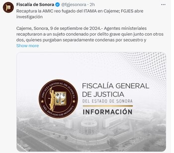 Reos cortan barrotes de una celda y escapan de penal en Sonora; uno ya fue recapturado