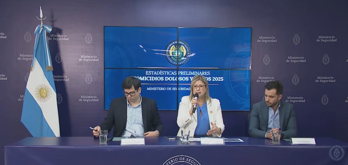 La ministra de Seguridad, Alejandra Monteoliva, en confenreica de prensa presenta las estadisticas preliminares de homicidios dolosos y robos de 2025