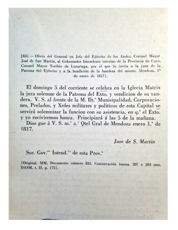 La carta de San Martín