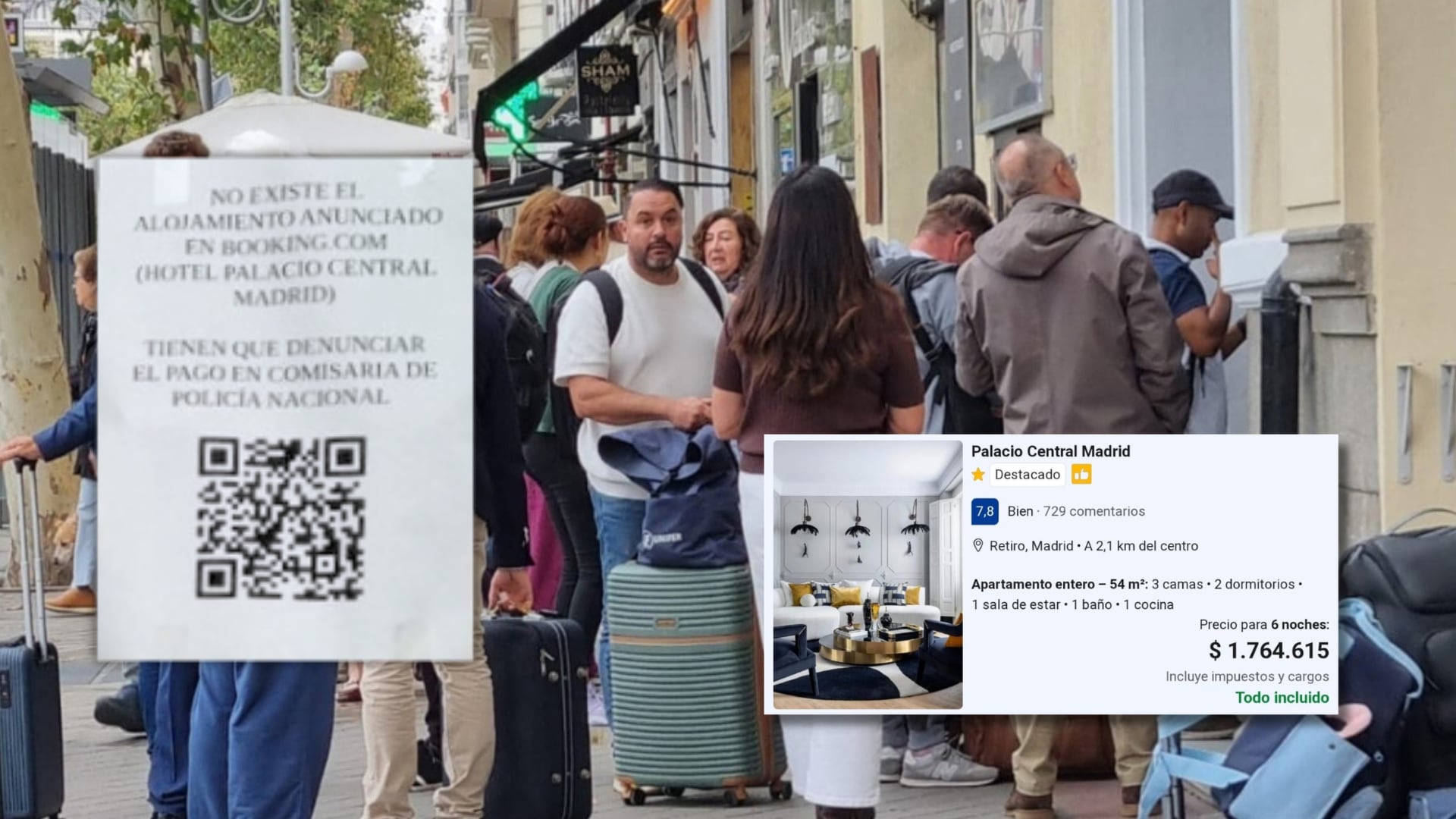 Lucía, la argentina que reservó en el hotel ficticio ‘Palacio Central’ de Madrid para sus padres. (X/@AVRetiroNorte)