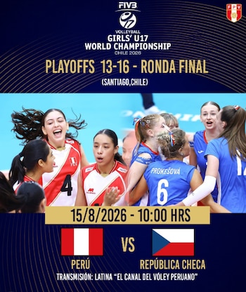 A qué hora juega Perú vs República Checa por el Mundial Sub 17 de vóley 2026. (FPV)
