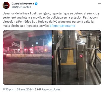 Hombre baja a las vías del Tren Ligero de Guadalajara y muere prensado