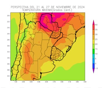 Para el nordeste del NOA, el norte de la Región del Chaco, el norte y centro de la Mesopotamia y el oeste de la Región Pampeana se esperan focos de temperaturas de más de 35 y 40°C (BCBA)