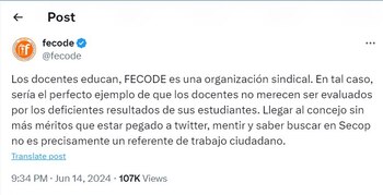 Fecode le responde a Daniel