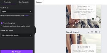 El traductor de Canva produce