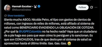 La candidata Hannah Escobar critica