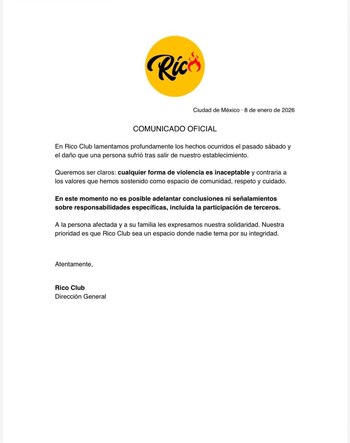 El bar emitió un comunicado