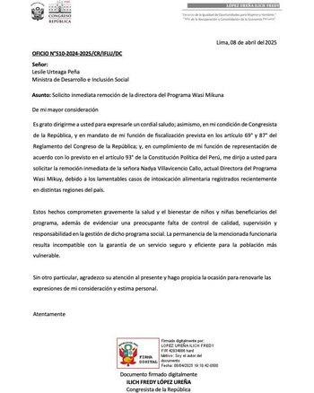 El parlamentario Illich López, presidente