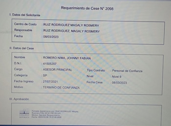 Documento de cese.
Foto: Twitter