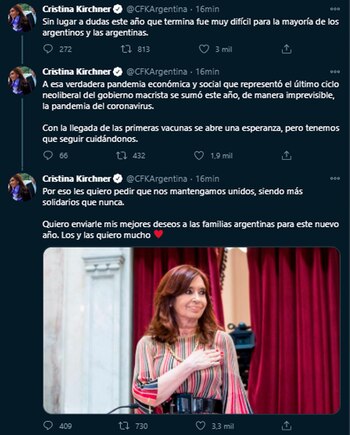 hilo de tuits de CFK.