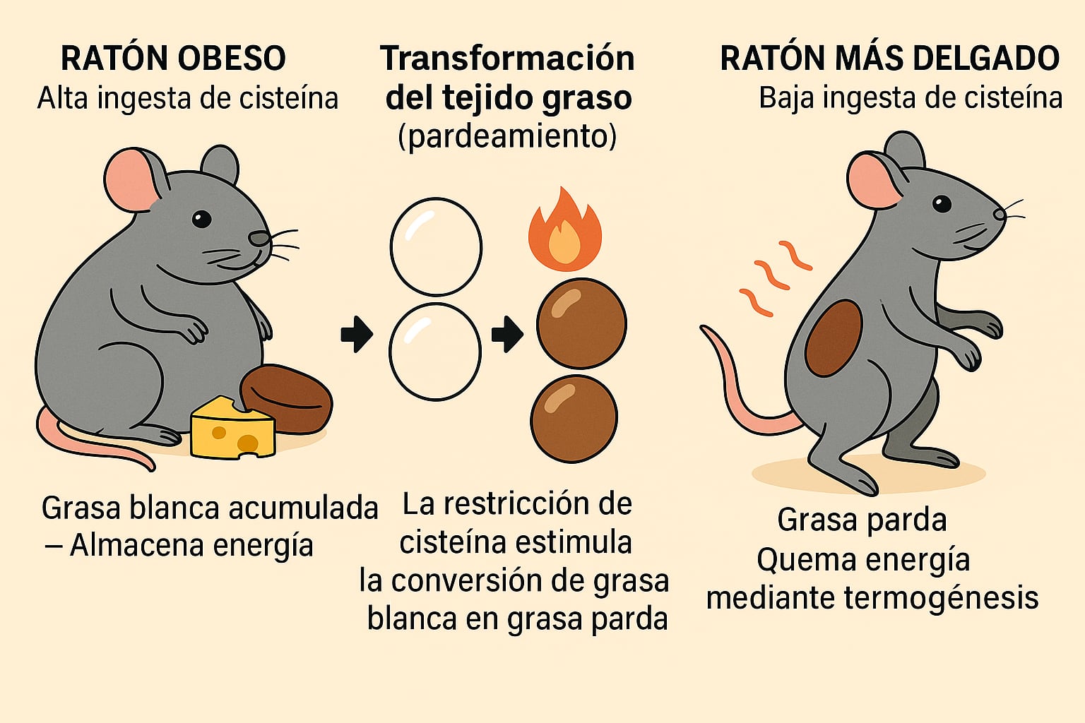 La grasa blanca de los ratones se transformó en grasa parda gracias al “pardeamiento”, un proceso que aumenta el gasto energético (Imagen Ilustrativa Infobae)