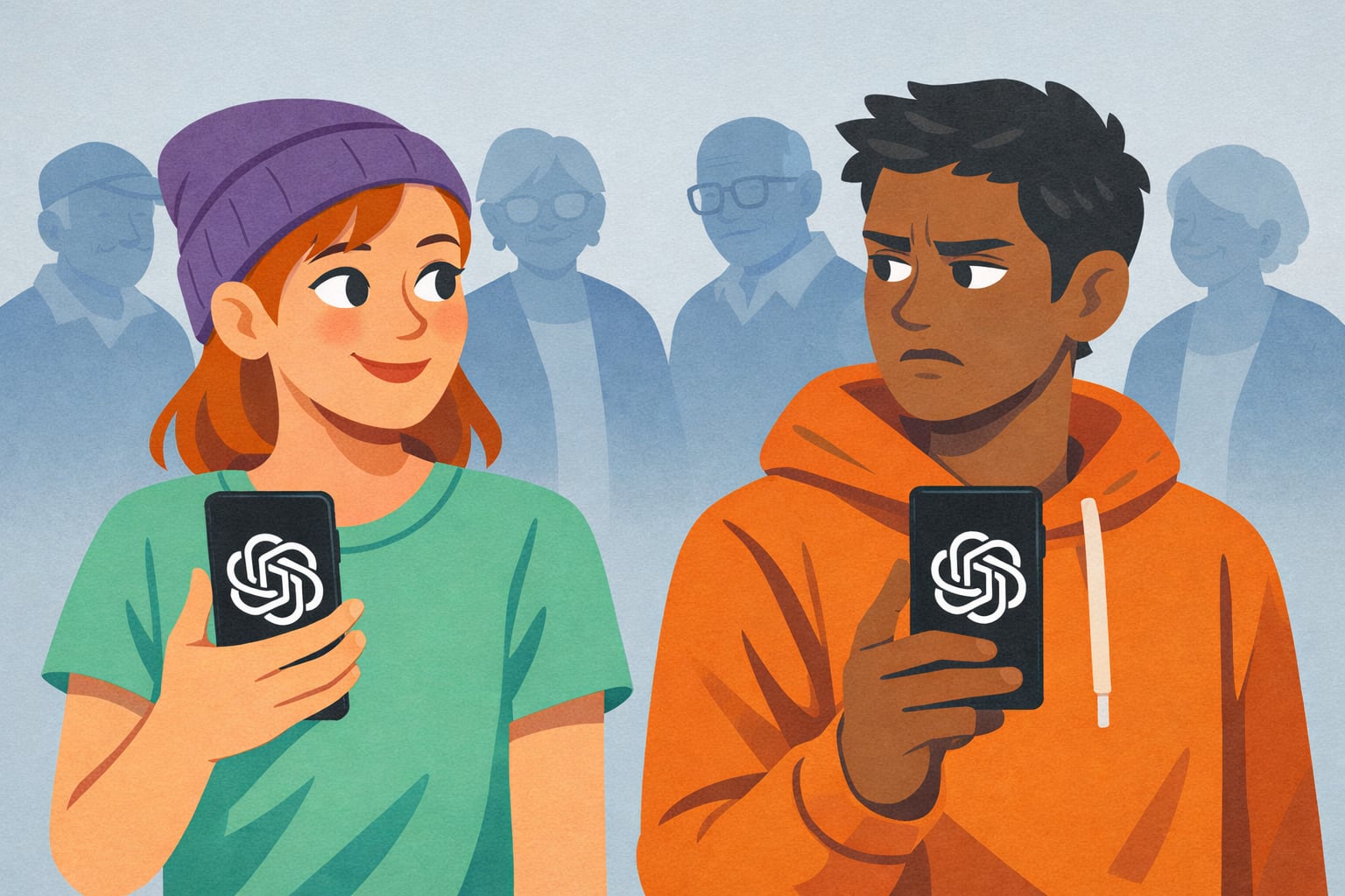 El uso de asistentes IA como ChatGPT, Gemini y Copilot crece entre los jóvenes, quienes también lideran el escepticismo sobre estos desarrollos. (Imagen Ilustrativa Infobae)
