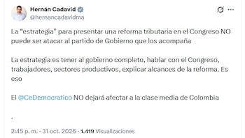 Hernán Cadavid cuestionó el manejo político del trámite de la reforma tributaria y aseguró que el Gobierno debe dialogar con el Congreso y los sectores productivos para explicar sus alcances (@hernancadavidma/X)
